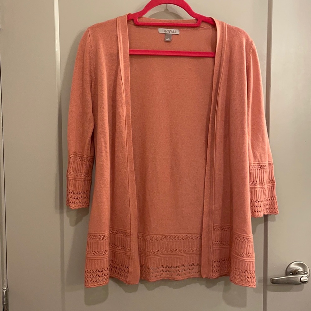 Small Pink Cardigan with crotchet detailing!